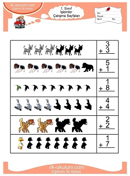 Çocuklar İçin toplam işlemi yaprak testleri 